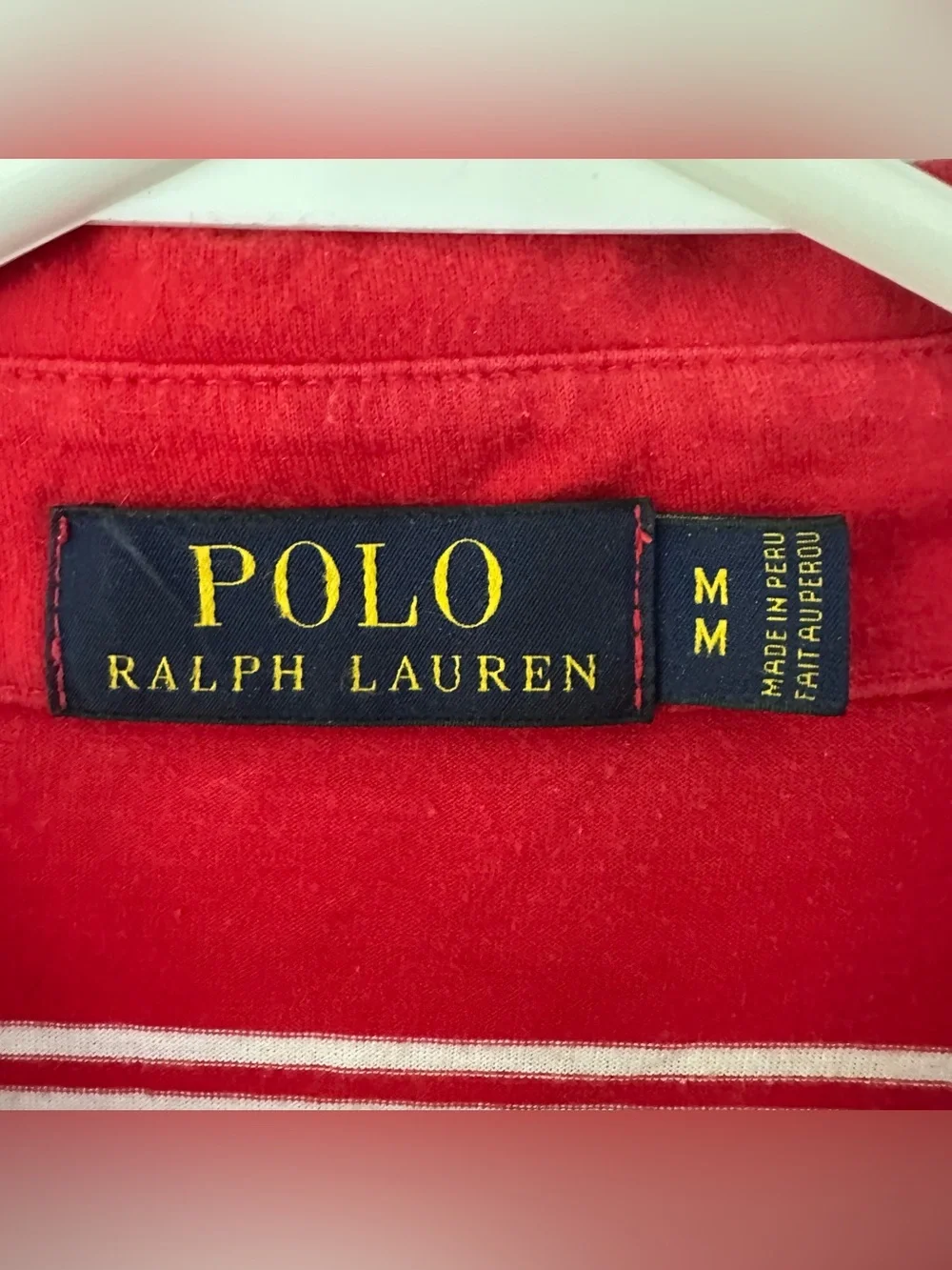 VTG Polo Ralph Lauren Striped Polo Shirt Sz M Red White